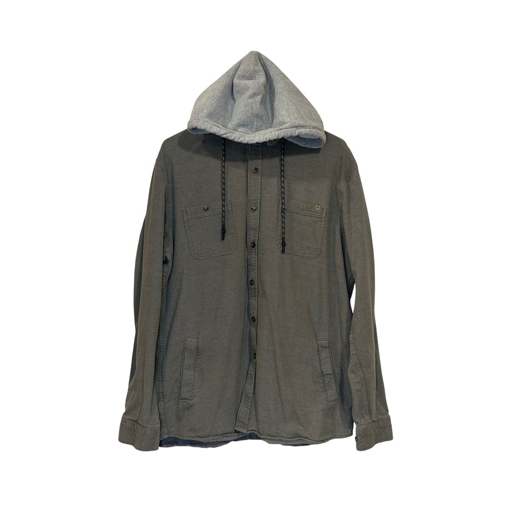 Rip Curl Mens Hooded Shirt Jacket Green Gray Lightweight Transitional Shacket L